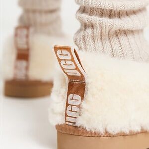 UGG Cream and Tan Fluffy Slippers